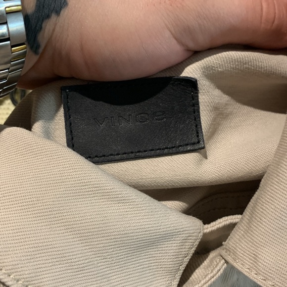 Vince Beige Trucker Denim Jacket Size M/L - Picture 10 of 13